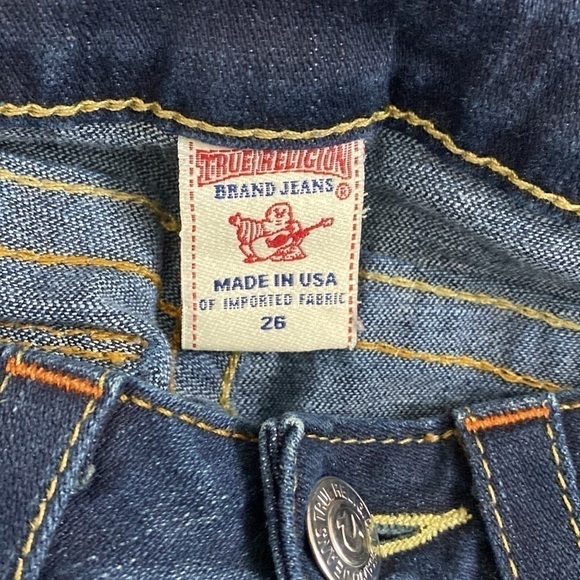 TRUE RELIGION Big T Flare Leg Low Rise Jeans Size 26 Dark Wash Boho Casual - Picture 9 of 10
